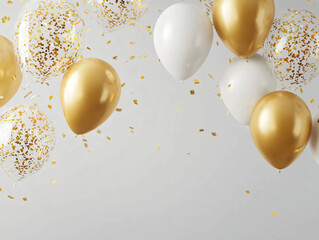 gold balloons background. Parties. Confetti. luxury