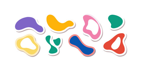 Colorful organic blob shapes with shadow effect abstract