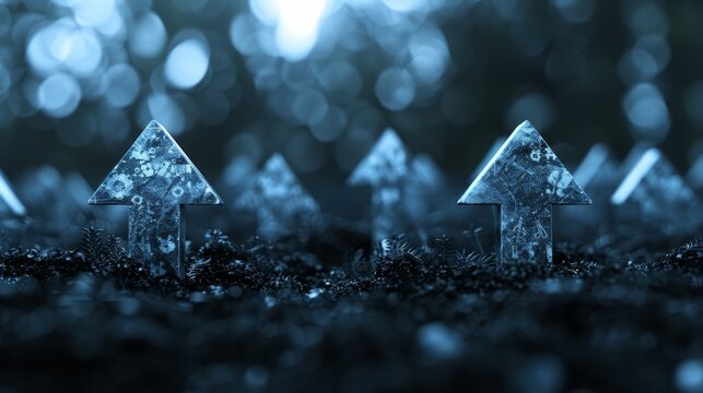 Futuristic arrow chart illustrating digital transformation in big data and business growth trends - Powered by Adobe