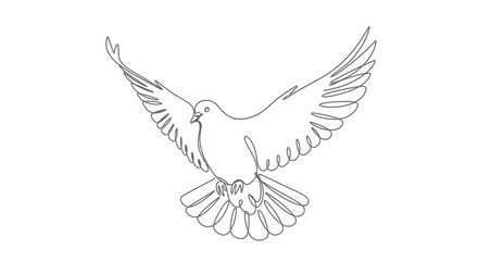 Fototapeta premium Minimalist flying dove line art symbolizes peace and hope in clean design