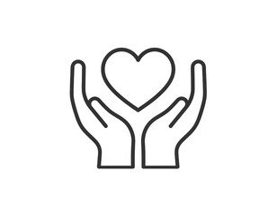 Obraz premium Hands holding heart icon outline illustration isolated on transparent background