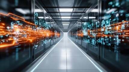 Innovative data processing event modern data center digital infrastructure high-tech environment futuristic viewpoint concept of efficiency