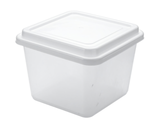 White plastic storage container with lid isolated on transparent background