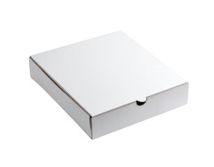 Naklejka premium White cardboard shipping box with tab closure isolated on transparent background
