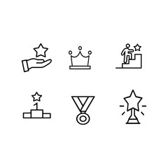 Fototapeta premium Set of black line icons related to success and achievement