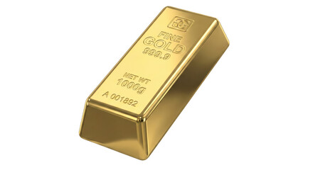 A gleaming gold bar of ultimate value and security, isolated on a transparent canvas, symbolizing