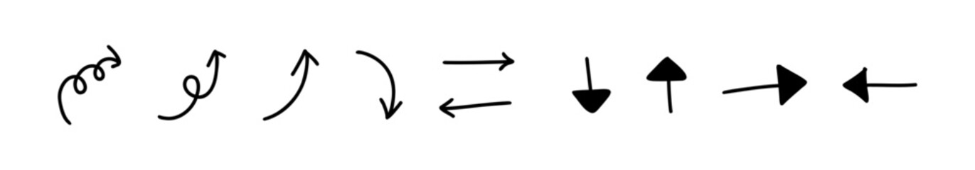 ベクターのペンの手書きの矢印セット 黒