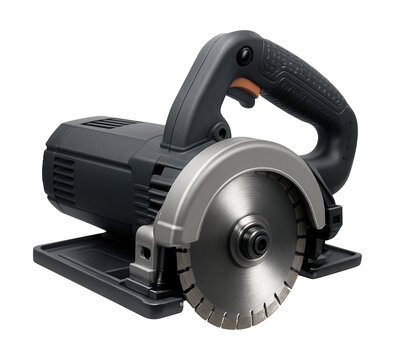 Compact tile saw with a diamond blade, ideal for use in tiling workshops.