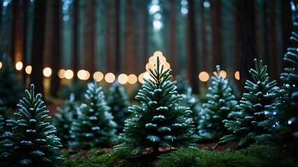 A dense forest covered in thick snow, ideal for winter scenes or cold weather themes