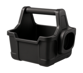 Plastic tool carrier featuring a built-in slot for a measuring tape, ideal for carpentry.