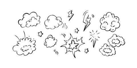Comic Doodle Icons Speech Bubbles and Symbols vector