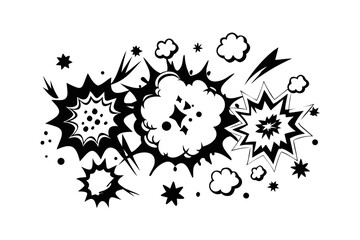 Comic Book Style Explosion Graphics with Transparent Background