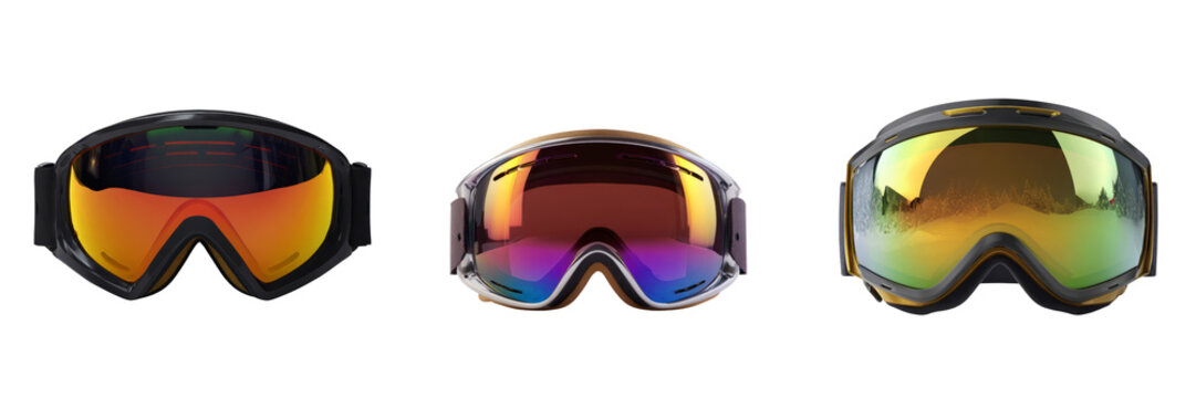 Ski goggles on transparent background outdoor sports gear high-performance equipment display