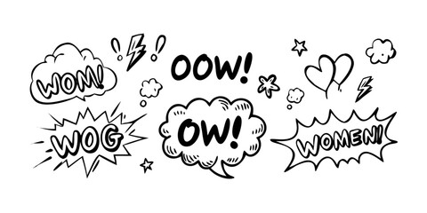 Comic Speech Bubbles with Transparent Background doodle