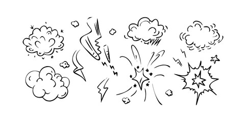 Comic Style Doodle Elements with Transparent Background 2