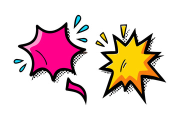 Comic Style Pink and Yellow Explosion Shapes vector