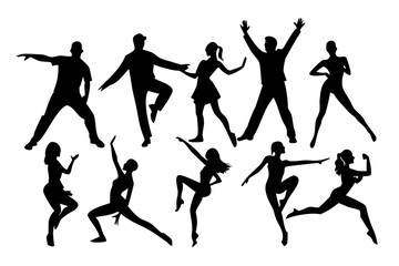 Couple dancing ballet poses with transparent background