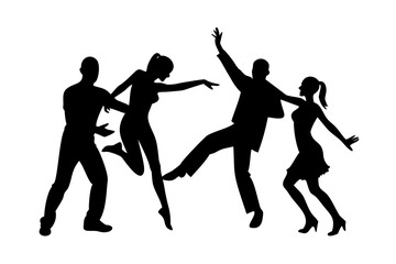Couple Dancing Silhouettes on White Background dancers 1