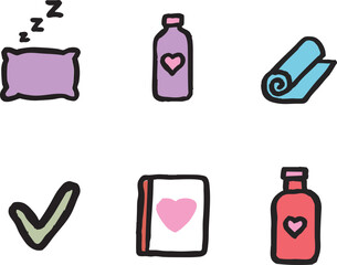 Self-love checklist icons