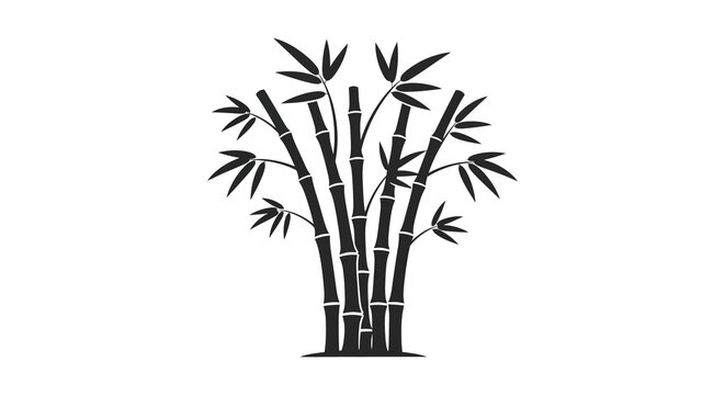 A simple arrangement of bamboo stalks depicted in black silhouette