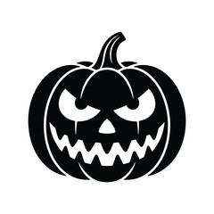 Spooky black and white halloween jack o lantern silhouette