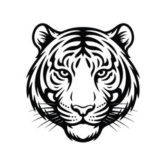 Bold black and white tiger face illustration