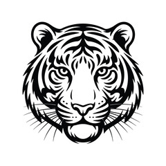 Stylized black and white tiger face illustration