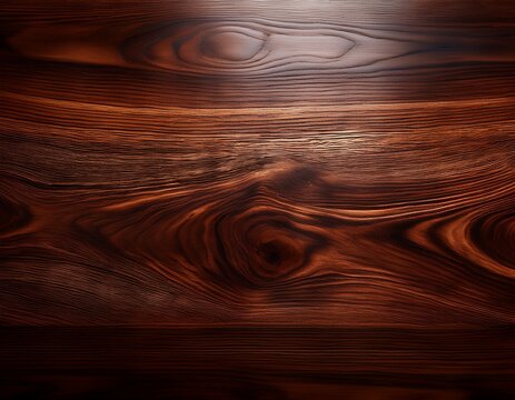 dark mahogany wood table surface with deep grain glossy reflective finish rich luxurious texture offers sense of quality elegance for interior design backdrops or upscale product presentation