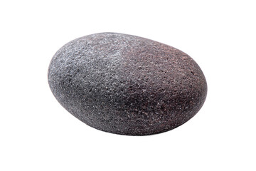Dark oval decorative stone with textured surface, isolated on transparent background