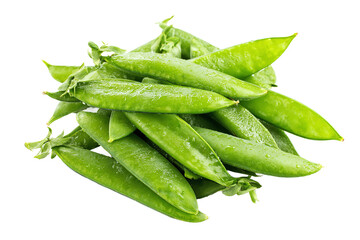 Fresh green pea pods, a healthy and nutritious vegetable, isolated on transparent background