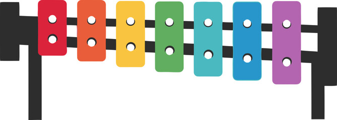 Colorful xylophone vector illustration on black background for children's music learning