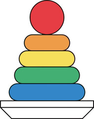 Colorful stacked pyramid toy design for children's educational development visuals