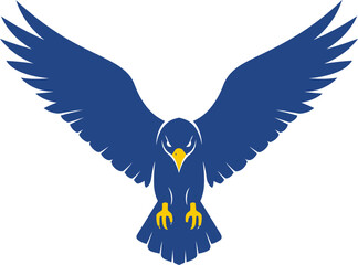 Majestic blue bird emblem displaying powerful wings spread against dark background