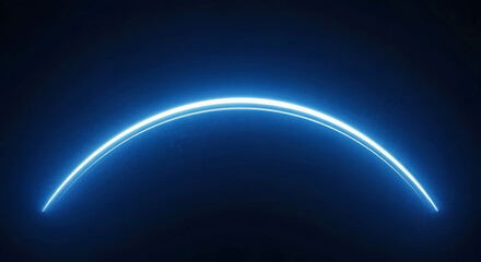 Abstract glowing blue arc against a creates a futuristic and modern atmosphere