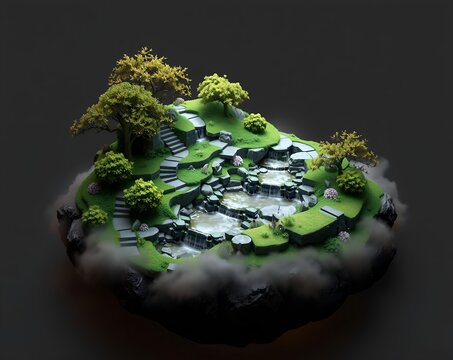 Serene Floating Island: A Miniature Zen Garden Paradise