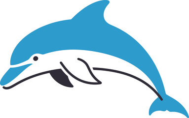 Stylized marine life image features a playful dolphin with a gradient hue and clean lines