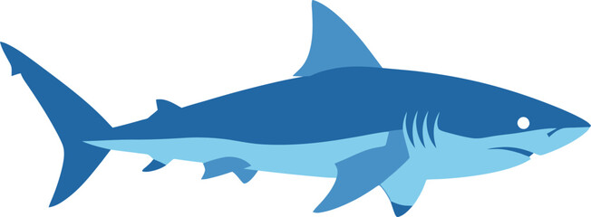 Obraz premium Stylized vector illustration showcasing a blue shark swimming in the ocean depth
