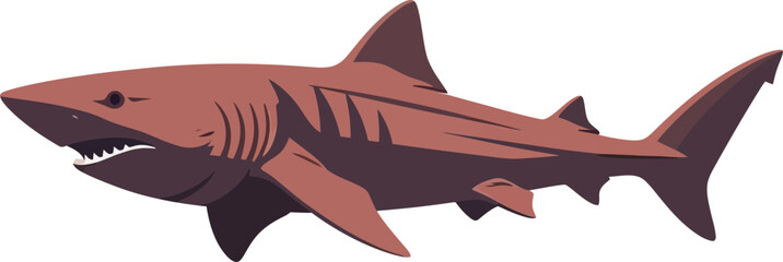 Stylized vector image of a shark on a black background depicting marine life