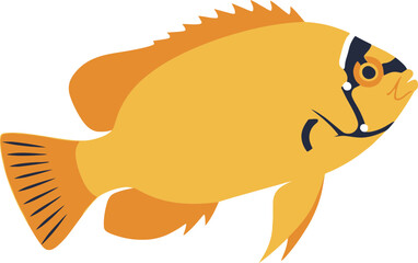 Vibrant depiction of a golden fish with intricate markings in a flat design