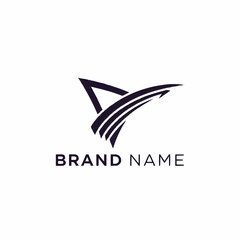 Abstract geometric logo design with dynamic lines forming an upward arrow shape.