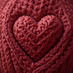 Red woven heart shape and heart symbol.
