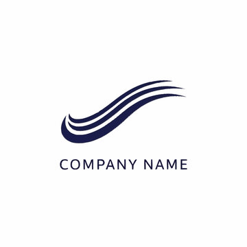 Abstract blue wave swoosh logo for company branding.