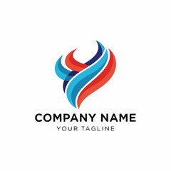 Abstract Logo Design with Intertwined Blue and Red Swirls for Modern Company.