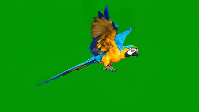 Parrot Flying On Green Screen 