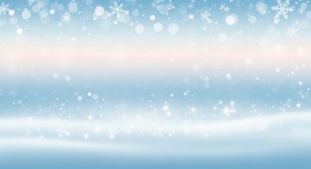 A serene winter landscape with gentle snowfall and soft blue hues creating a peaceful and calming atmosphere, perfect for holiday backgrounds