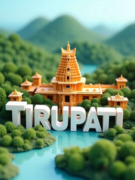 Majestic tirupati temple amidst lush green hills and serene river