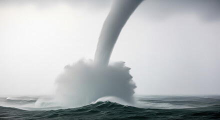 A waterspout in a stormy ocean