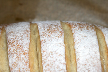 Close up of home made freshly baked bloomer of bread