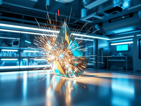 Digital Data Burst: Futuristic Laboratory Innovation Exploration - Powered by Adobe