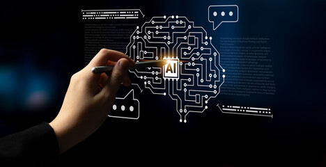 AI brain circuit symbolizing machine learning, automation, data processing, and advanced analytics driving modern business innovation Parse
